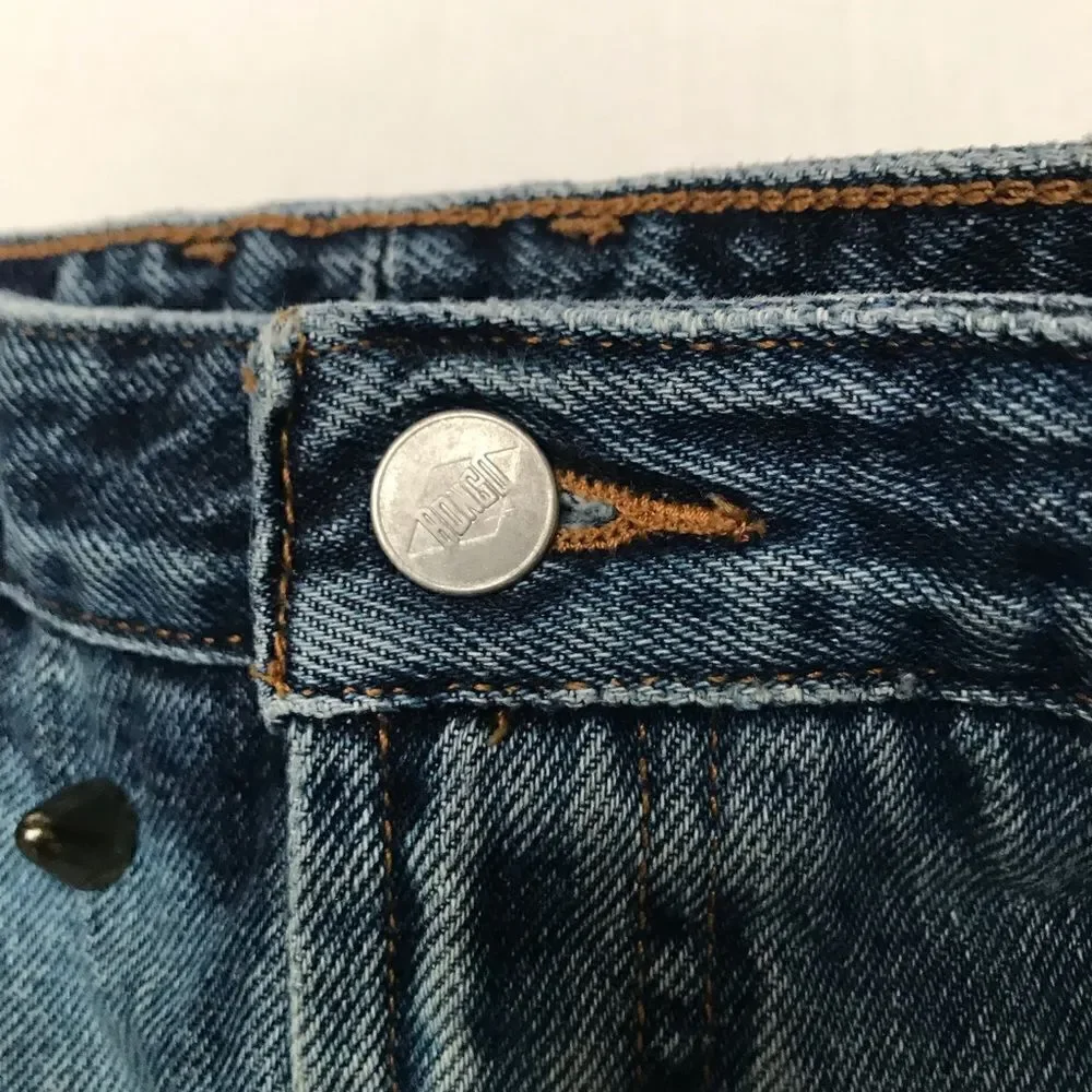 Re-purposed Bongo vintage baggy hi rise light wash denim jean shorts L‎